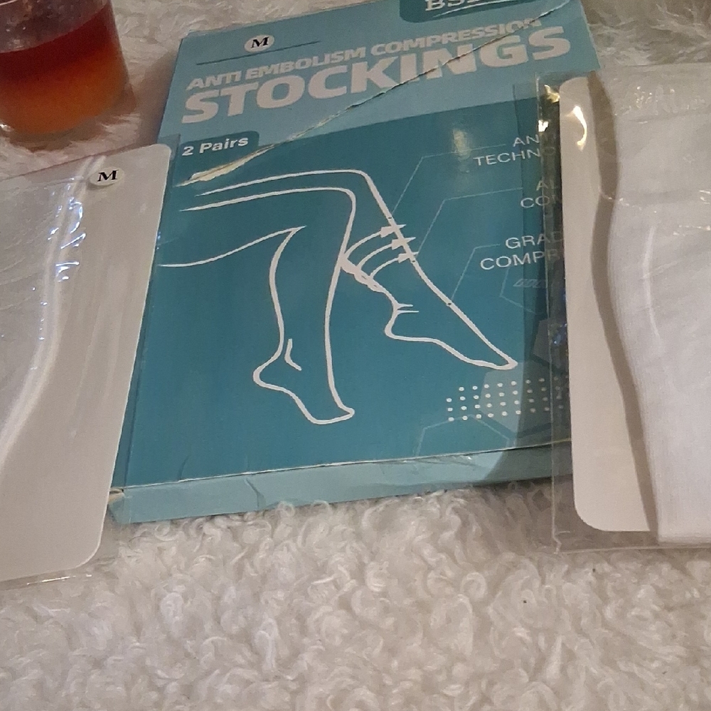 White Anti-Embolism Compression Stockings